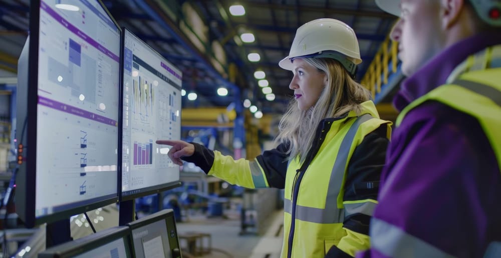 Señalización digital en una planta de fabricación